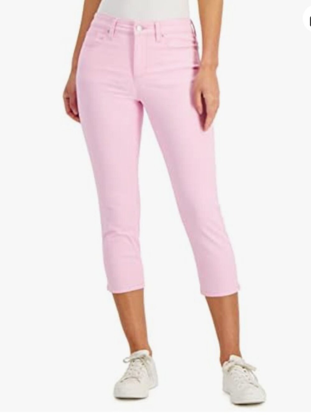 Charter Club Women's Size 10 Bristol Capri Jeans White Pink Conductor Stripe